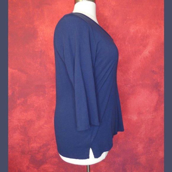 Navy Blue Westport Top Three Quarter Sleeves 2X - Picture 6 of 8